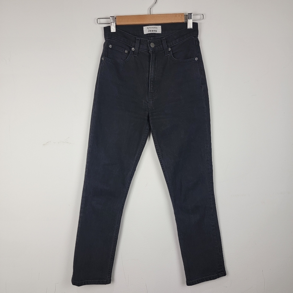Reformation Jeans Faded Black Liza High Rise Minimalist Straight Crop Sz 24 Goth